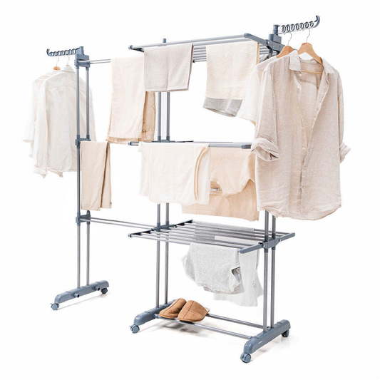 Tendedero Plegable Vertical Extensible con Ruedas Dolver XL InnovaGoods 30 Barras